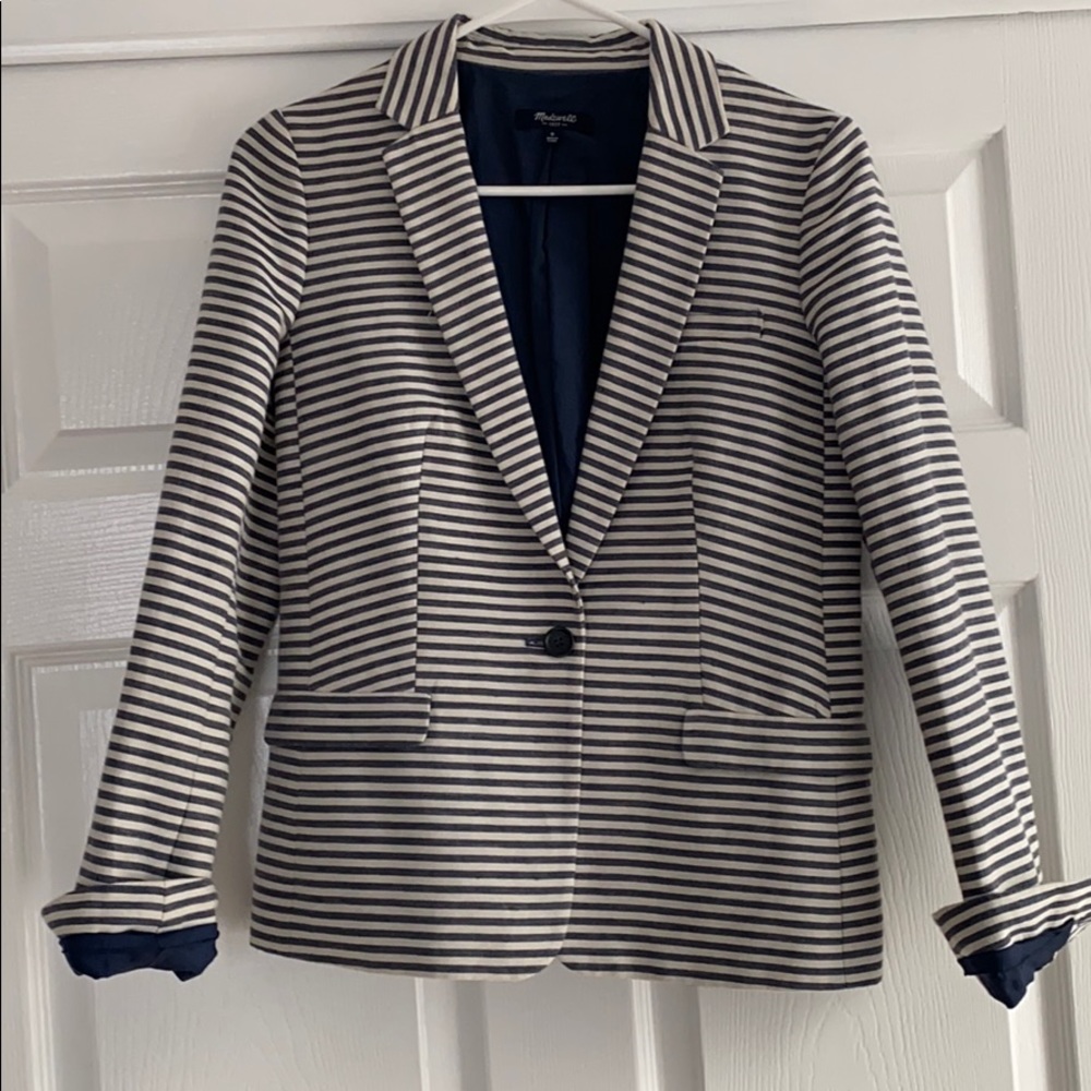 Like new Madewell blazer in cream and navy stripes